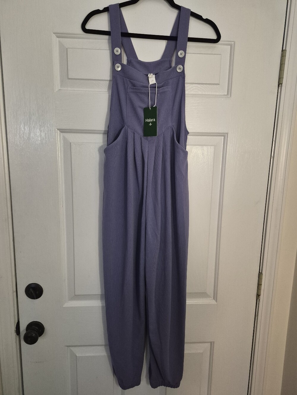 Halara Lavender Ribbed Overalls with Button Straps Small